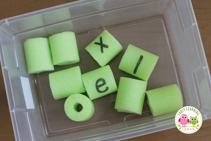 Create your name activity for kids with pool noodles.  