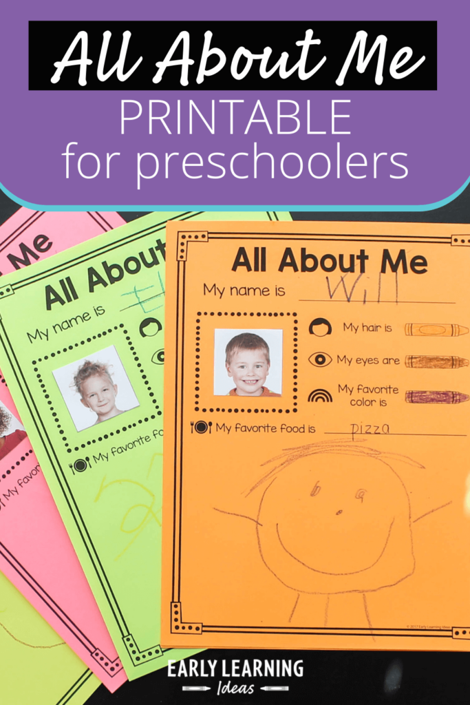 all about me preschool activity free printable