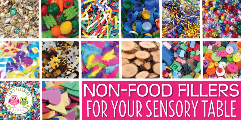 You are going to love this huge free printable list of ideas for your sensory table. This list features non-food fillers and mix-ins for your sensory table or sensory bin. Perfect for preschool, pre-k, kindergarten, or prep. Your kids will love these fun ideas. Some of the ideas will serve as fine motor activities as well. Your children will have so much fun learning with these materials. #preschool #sensorytable