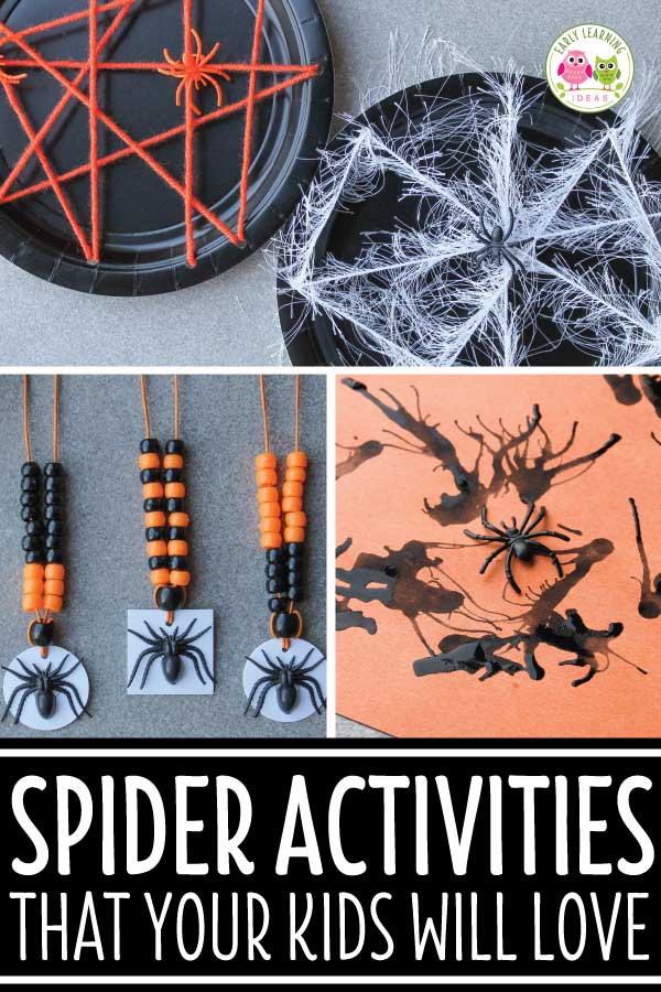 Here are some great spider activities for preschoolers. Ideas include fine motor, counting, process art activities that are perfect for your Halloween theme or spider theme unit or lesson plans in your preschool or pre-k classroom. Your kids will love these awesome crafts and art made from spiderwebs. Keep those little hands busy...there are fine motor spider activities too. Lots of ideas for projects for kids. #preschool #Halloweenactivities #spideractivities #spidertheme #prek