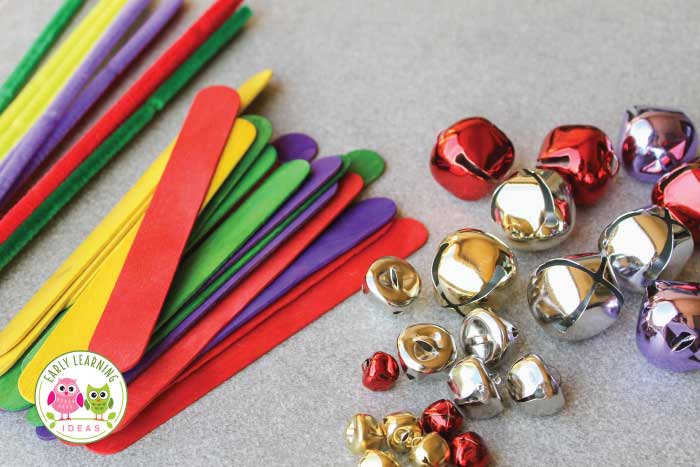 jingle bell activity supplies - colorful jingle bells and craft sticks
