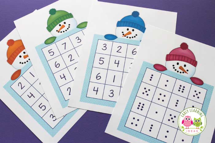 Download these adorable snowmen for a free roll and cover game.