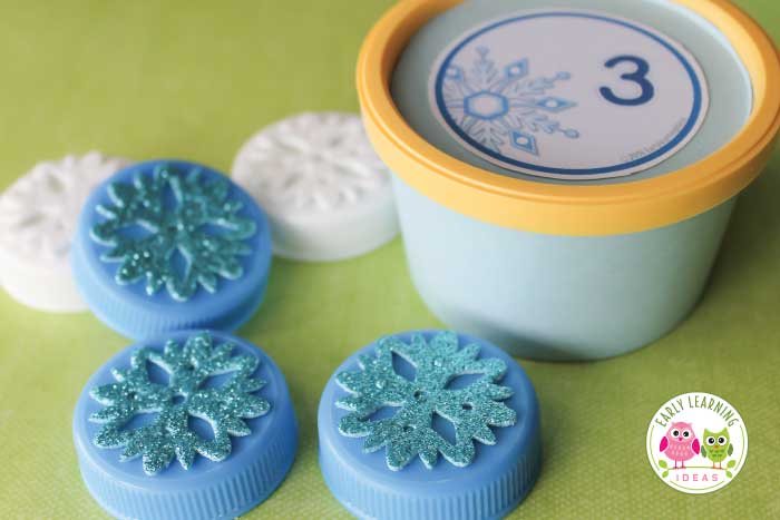 Putting stickers on bottle tops is also a cute, inexpensive counter idea for your winter math activity.  