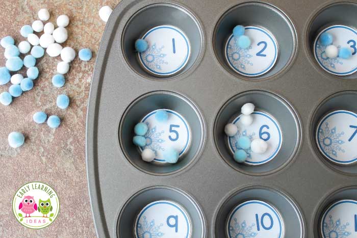 Use muffin tins with your winter math activities. 