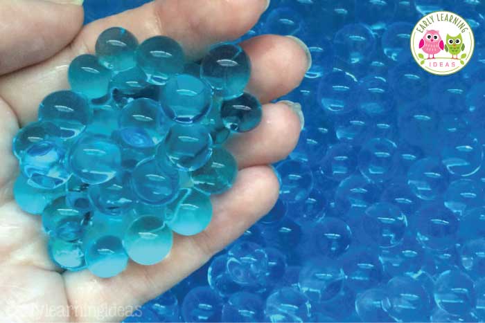 Water beads are a perfect addition to your sensory table for this frog activity.