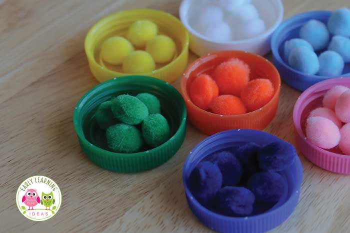 You can color sort with your plastic bottle caps.