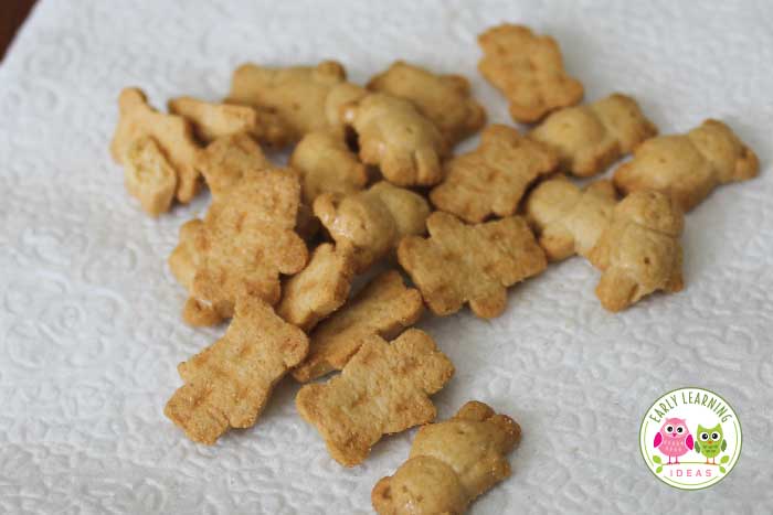 You can count your teddy bear cracker snack for another learning opportunity.  