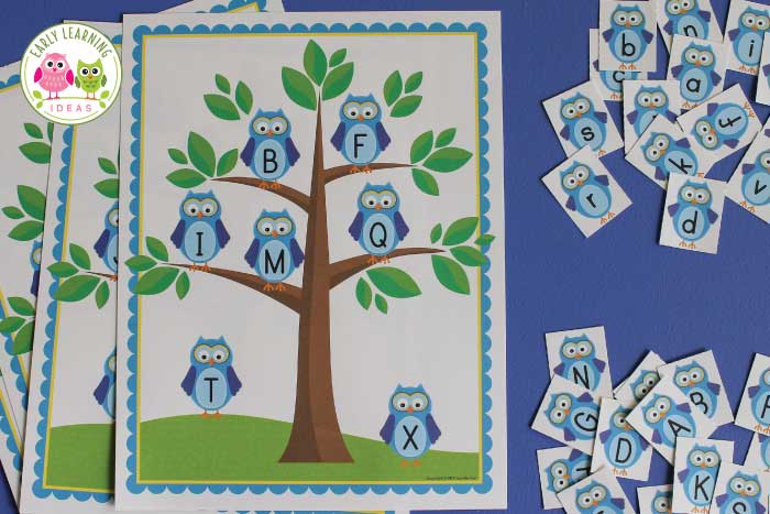 4 full game boards are included in this owl alphabet learning letters game.