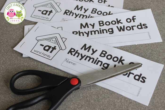 Cut along the top of each book to make separate printable rhyming books.