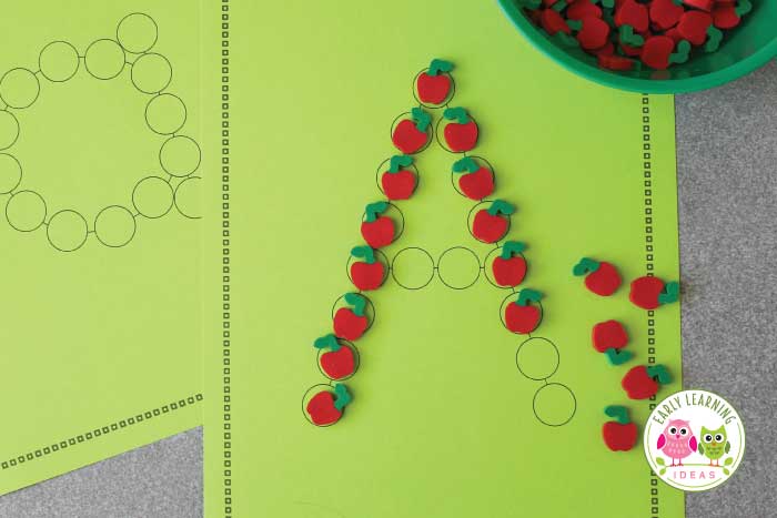 Use mini-erasers with your alphabet dot letters.