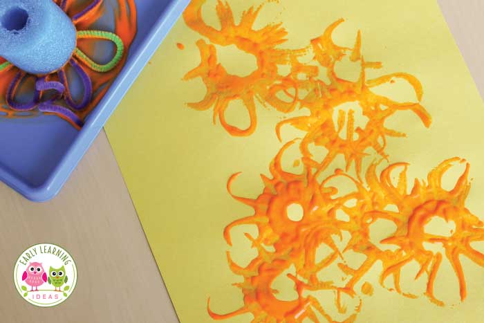 Just stamp on the paint and then stamp on the paper for this easy art craft for kids.