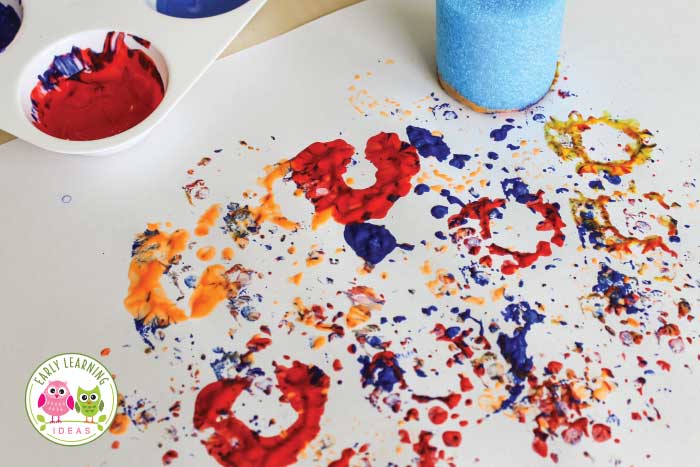 Stamp the paint and then stamp the paper for this easy art idea for kids.