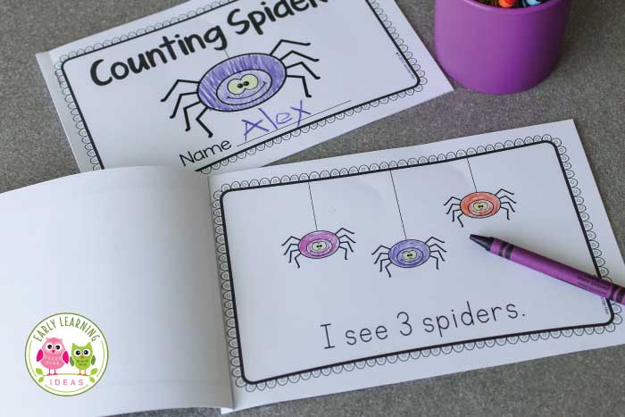 Counting spiders with your printable emergent reader.