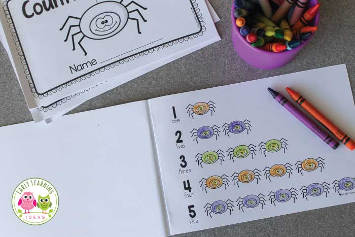 Color the spiders in patterns for extra learning with your emergent reader.