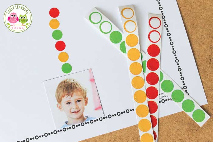 Adding apples (or stickers) to your Apples on Top Counting Book. 