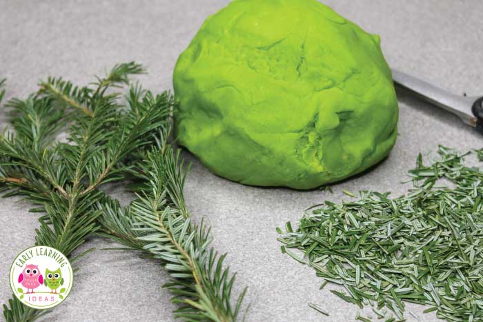 Use real tree branches in your Christmas tree playdough.