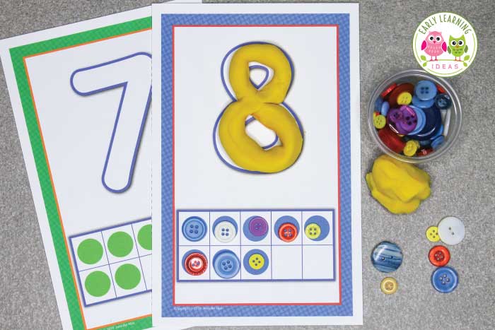 Number playdough mats in full color.
