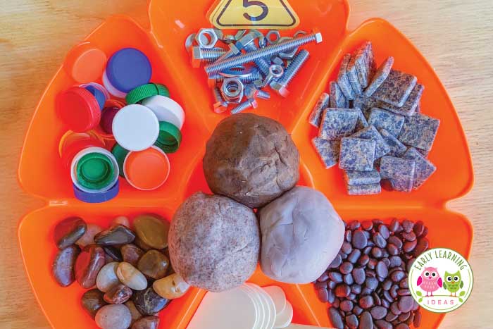 Making a construction themed playdough invitation to play.