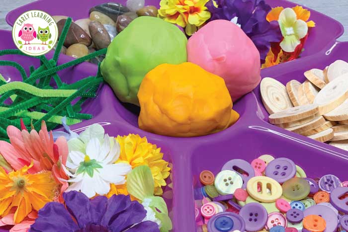 Get creative and have fun filling your flower playdough tray.