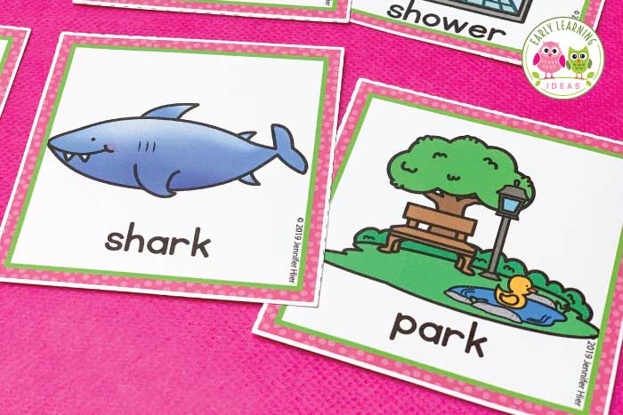 Use these free rhyming picture cards with the Down By The Bay song. Kids love matching the rhymes on the cards and using them to extend the classic song during circle time. Use with the song, book, or use them for matching activities....a fun way for teaching rhymes. The free printables are perfect for your preschool, SPED, pre-k, or kindergarten classroom....a silly way to introduce the early literacy concept of rhyming to young kids. #rhymingactivities #preschool 