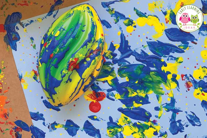 Football art - Painting with balls activity.