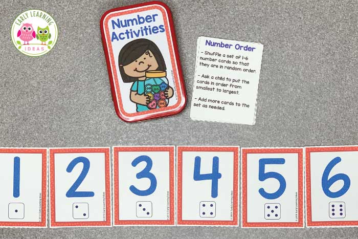 Add these free printable 1-12 number cards, counters, & dice to an empty mint tin or soap container to create fun math activities for your classroom. Perfect for preschool or pre-k, you can use the printables with your kids for a variety of math learning & counting activities. Ideas for learning games and activities are included. Use for your math centers and stations, as a take-home activity, as a screen-free activity at restaurants, or as a student gift. #preschoolmath #counting