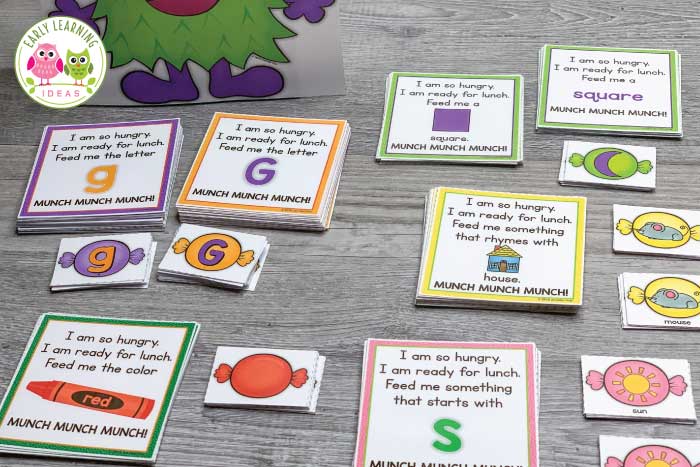 5 set of activity cards to go with your monster activity for preschool. 
