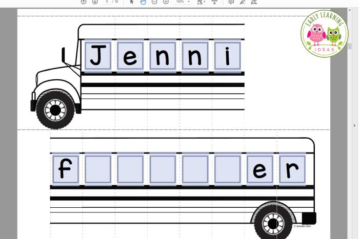 Use these editable school bus name puzzles to work on alphabet recognition and name practice with your kids. Perfect for #preschool #prek and kindergarten in literacy learning centers. Perfect for the beginning of the year, end of the year, or transportation theme unit and lesson plans. Teach kids to spell their name and teach letters and beginning sounds in a fun, meaningful way. #nameactivities #transportationtheme
