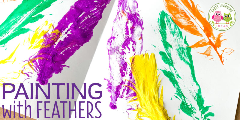 Your kids will love these 5 fun ways to paint with feathers. Spring, summer, fall, winter ... these process art activities are perfect all year or during a study of birds or Thanksgiving turkeys. The feathers provide a great sensory experience and the feather paintings are beautiful. Perfect for your art center in your #preschool and #prek classroom. Check out these ideas today. #processart #preschoolart