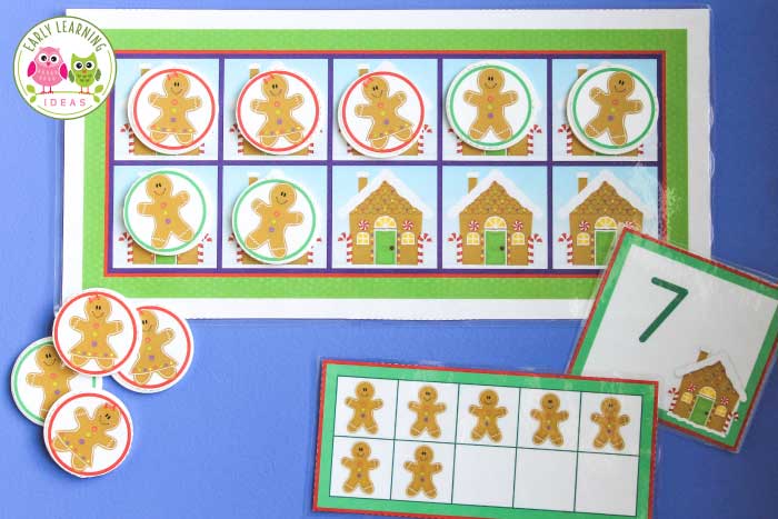Use a number card with your hands-on gingerbread math activity. 