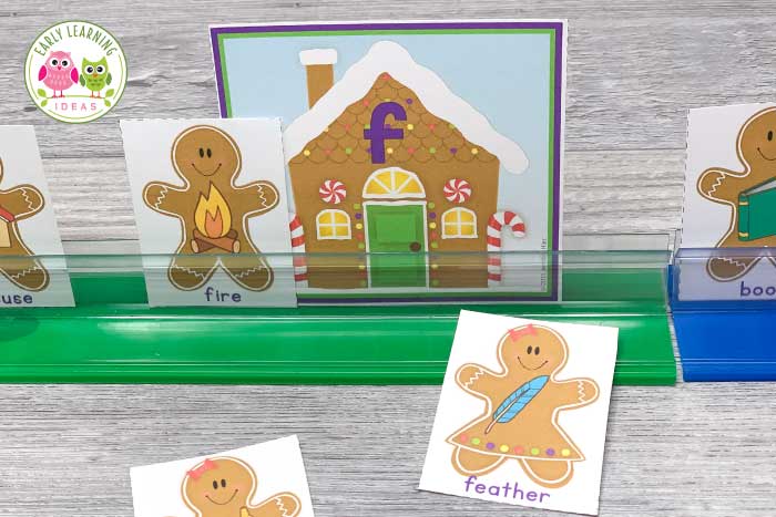 Gingerbread alphabet cards for a hands-on activity.