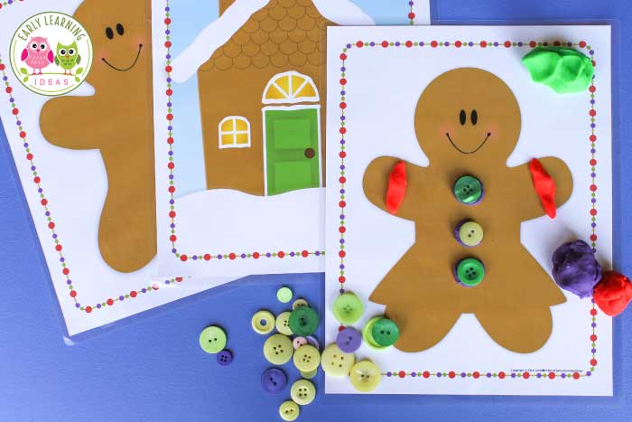 Gingerbread playdough mats hands-on activities.