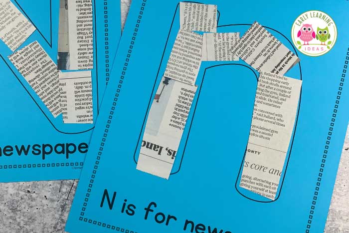 Use newspaper for a letter n activity for your preschoolers.