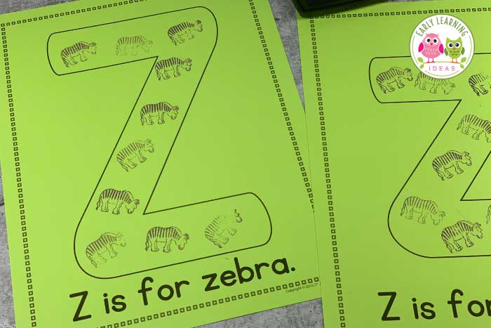 alphabet activities for preschoolers - ideas for the letter z