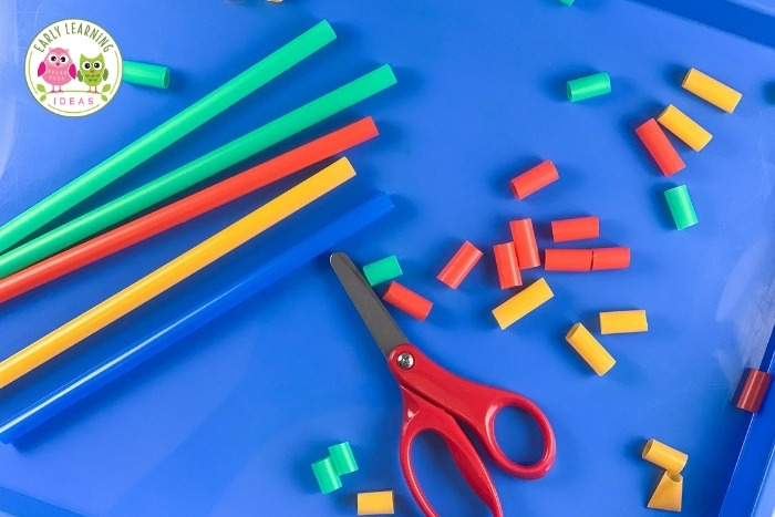 Use straws for an inexpensive fine motor activity. 