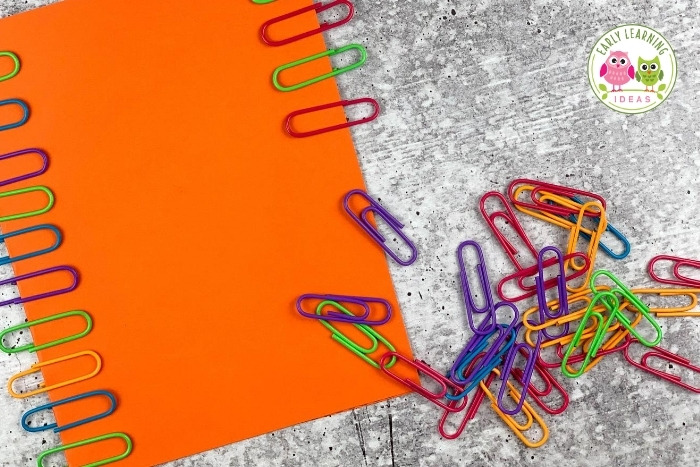 fine motor math activity with paperclips