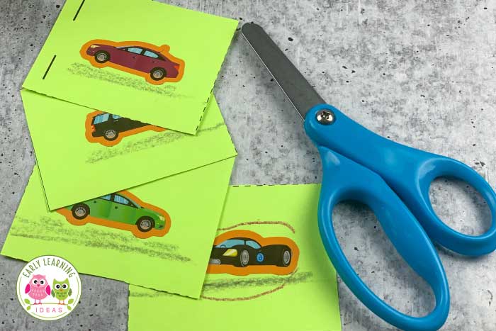 Kids get scissor practice & build hand strength in a fun way with this free printable cutting mini-book template. This fine motor activity is better than cutting worksheets. Making the books is fun & meaningful for kids. They get cutting practice, are excited to use a stapler, and they can take pride in making their books. This is the perfect way to motivate kids who are struggling in your preschool, pre-k, homeschool or Occupational Therapy classroom. Adapt to any theme for boys or girls.