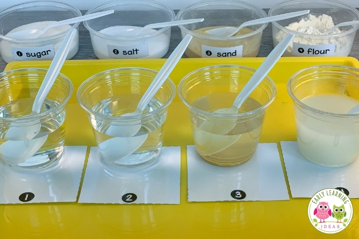 preschool dissolving in water experiment