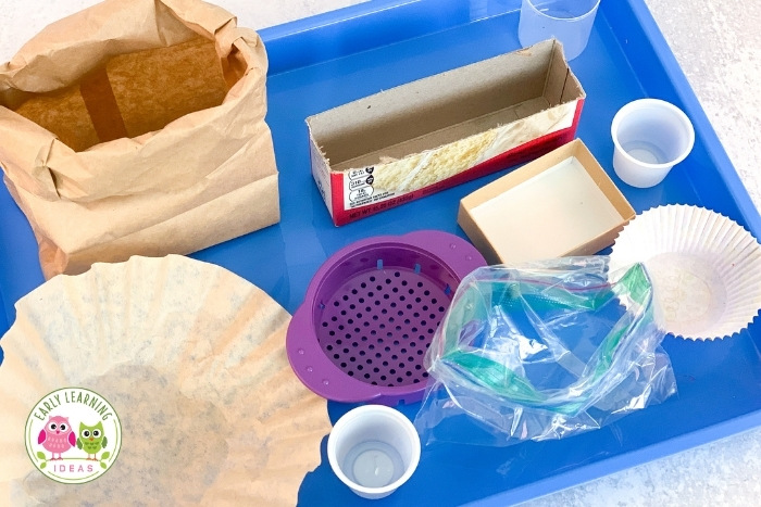 materials for a preschool water experiement