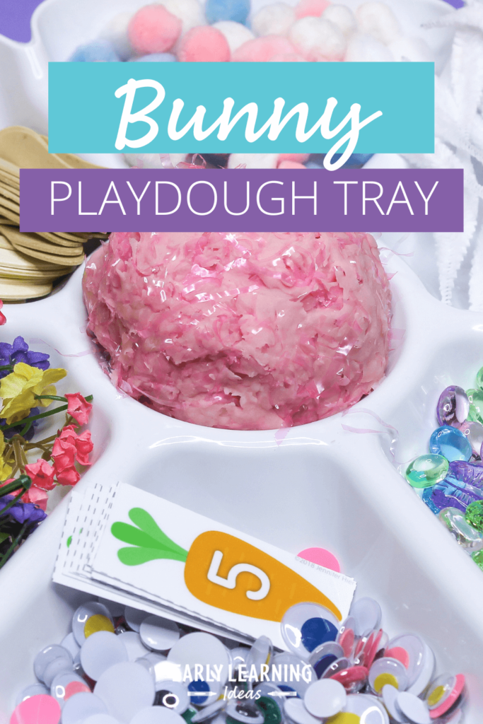 bunny playdough tray for your Easter activities for preschoolers