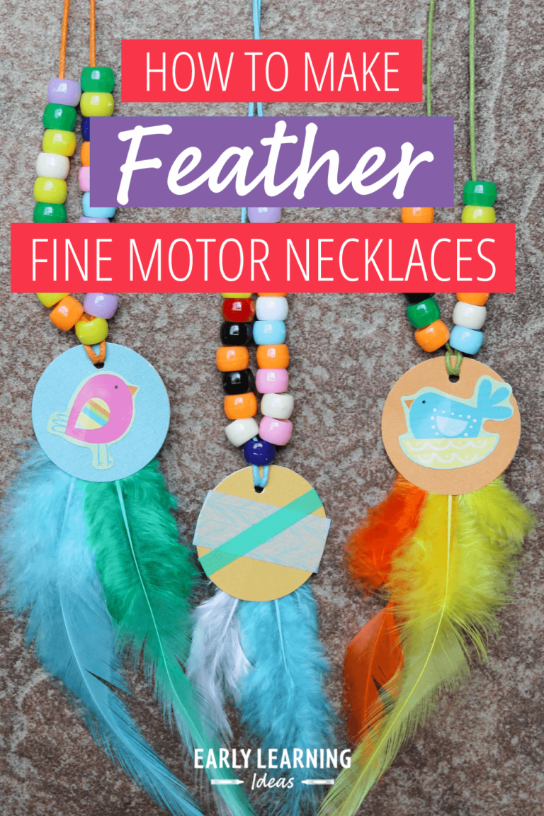 feather fine motor necklace activity