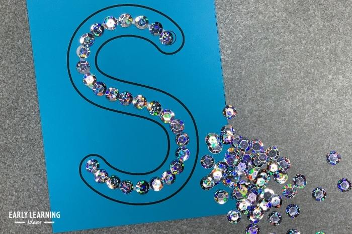 sequins on a letter card