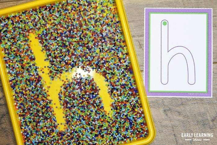 Use colorful beads instead of salt to make a salt tray for preschoolers