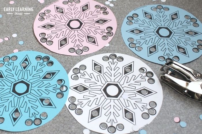 free printable snowflake craft with a holepunch