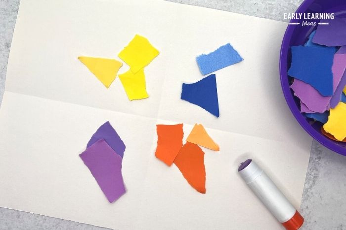 Color Sorting Torn Paper