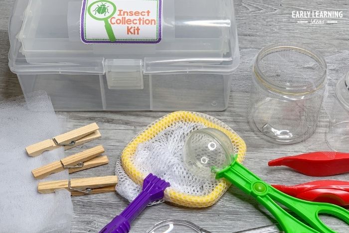 An insect collection kit for your bugs dramatic play area and insect pretend play center.