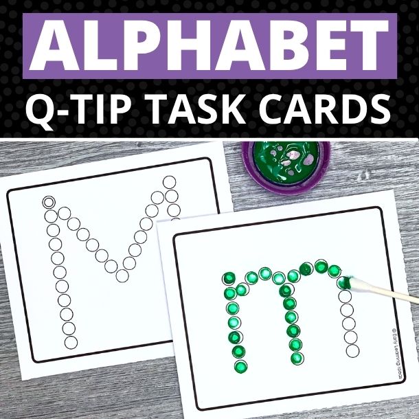 alphabet letter q-tip painting task cards
