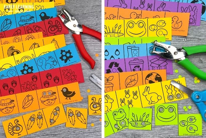 seasonal hole punch and cut activity strips for kids