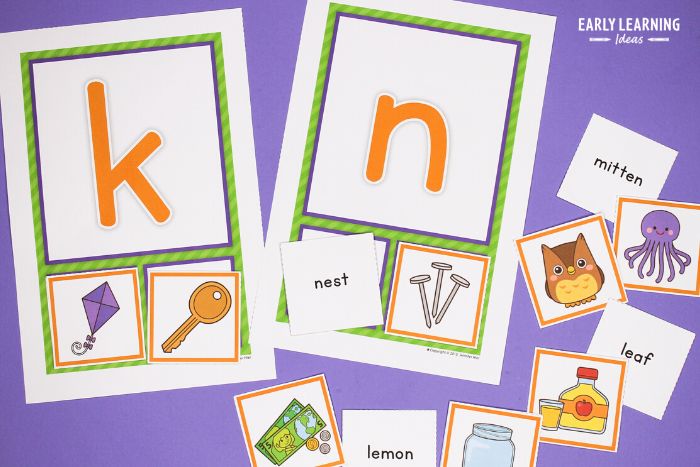 alphabet and beginning sound sorting activity for preschoolers