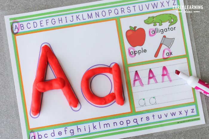 alphabet activities and playdough mat - a alphabet tracing sheet for preschool and kindergarten
